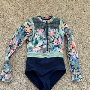 Athleta Kids Floral Rashguard - Blue and Multicolor